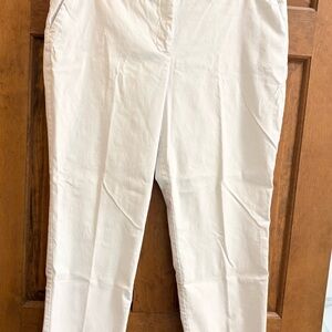Worthington White Cropped Capri‎ Pants Modern Fit Stretch Slash Pockets Med Rise